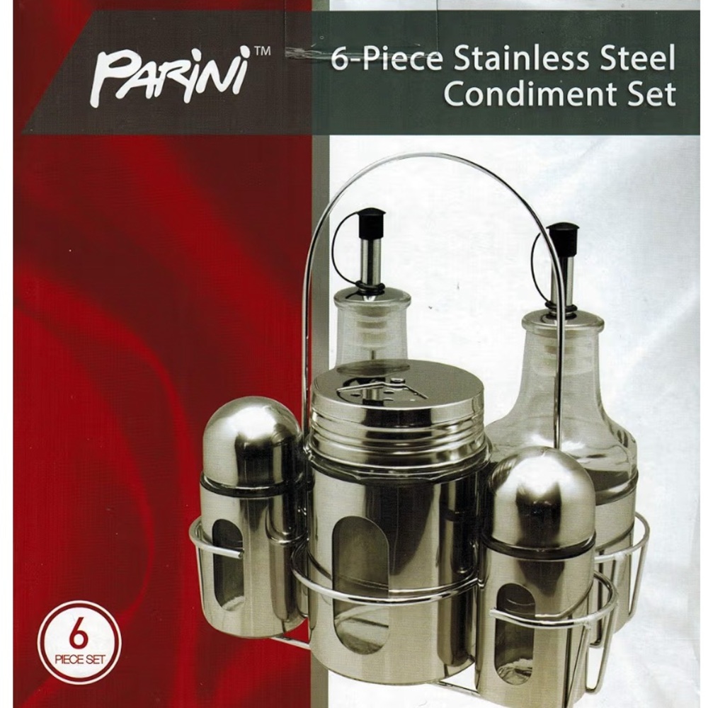 Parini Stainless Steel Condiment Set - Silver